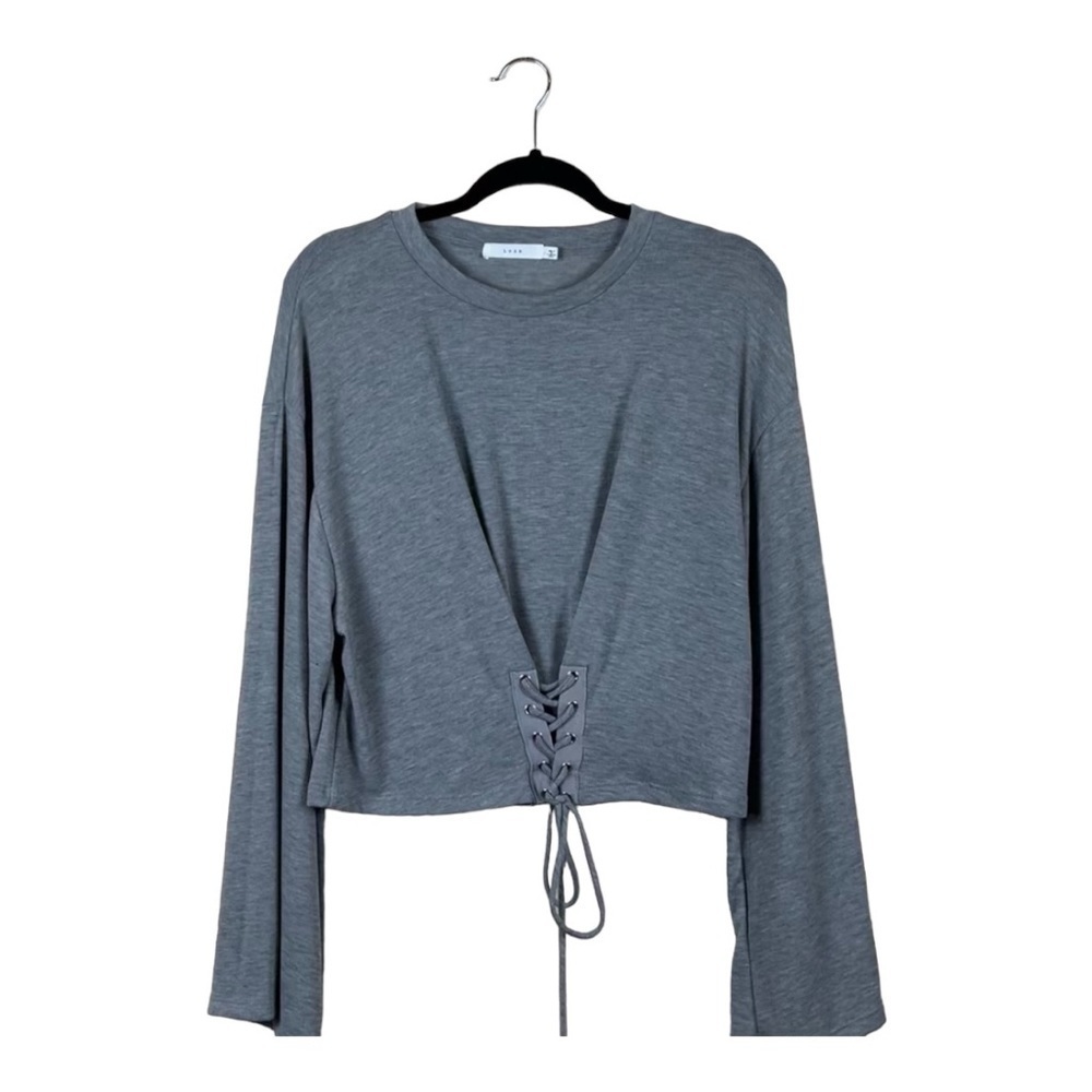 Lush Corset Long Bell Sleeve Top Gray Size M